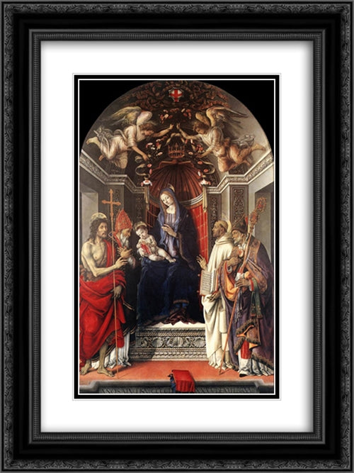 Signoria Altarpiece (Pala degli Otto) 18x24 Black Ornate Wood Framed Art Print Poster with Double Matting by Lippi, Filippino