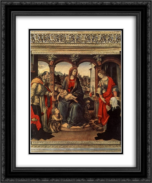 Madonna with Child and Saints 20x24 Black Ornate Wood Framed Art Print Poster with Double Matting by Lippi, Filippino