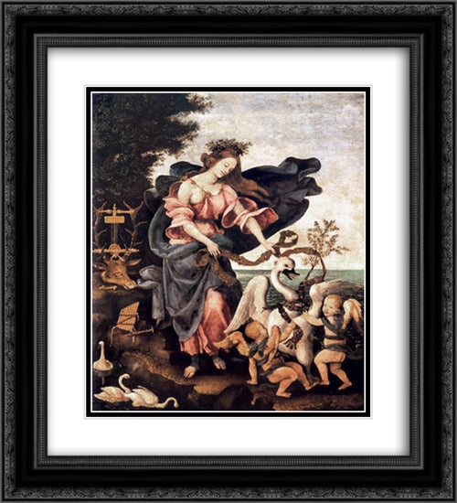 Allegory of Music or Erato 20x22 Black Ornate Wood Framed Art Print Poster with Double Matting by Lippi, Filippino