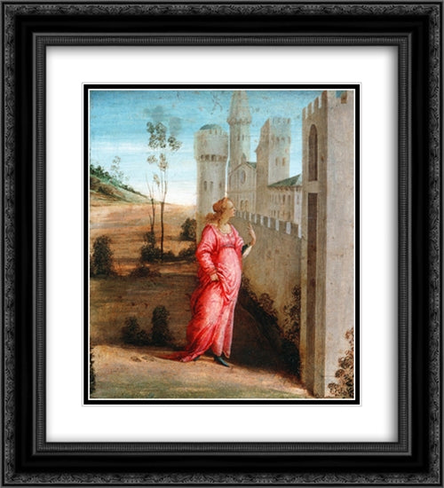 Esther at the Palace Gate 20x22 Black Ornate Wood Framed Art Print Poster with Double Matting by Lippi, Filippino