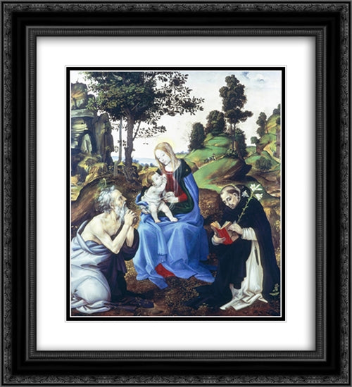 Holy Family 20x22 Black Ornate Wood Framed Art Print Poster with Double Matting by Lippi, Filippino
