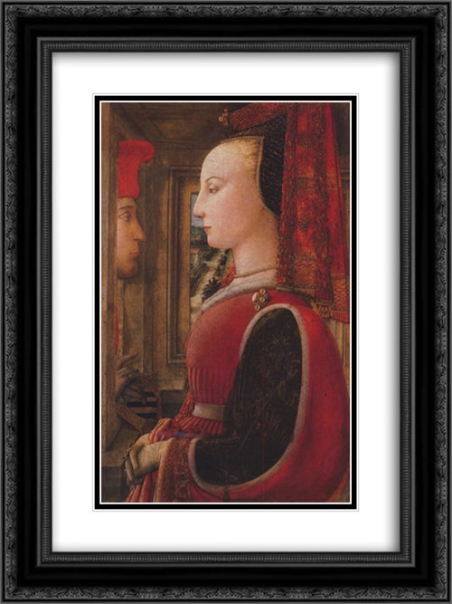 Two Figures 18x24 Black Ornate Wood Framed Art Print Poster with Double Matting by Lippi, Filippino