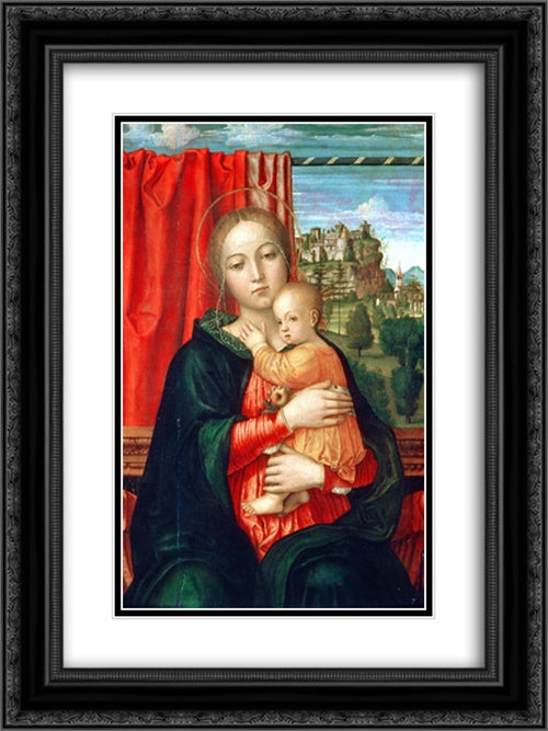 Virgin and Child 18x24 Black Ornate Wood Framed Art Print Poster with Double Matting by Lippi, Filippino