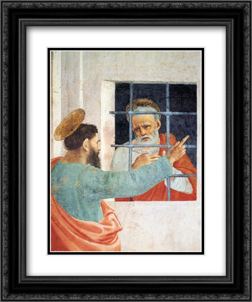 St. Peter Visited In Jail By St. Paul 20x24 Black Ornate Wood Framed Art Print Poster with Double Matting by Lippi, Filippino