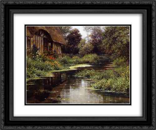 Summer Afternoon, Normandy 24x20 Black Ornate Wood Framed Art Print Poster with Double Matting by Knight, Louis Aston