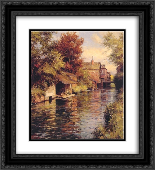 Sunny Afternoon on the Canal 20x22 Black Ornate Wood Framed Art Print Poster with Double Matting by Knight, Louis Aston