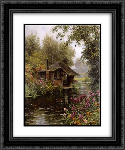 A Beaumont'le'Roger 20x24 Black Ornate Wood Framed Art Print Poster with Double Matting by Knight, Louis Aston