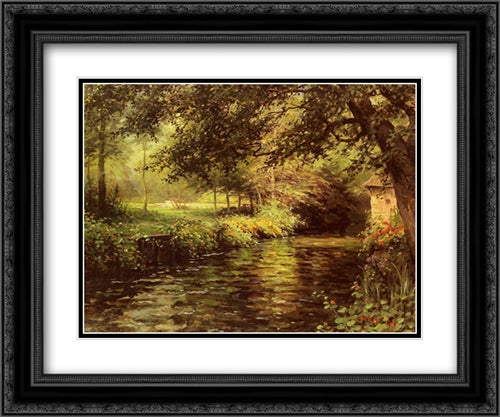 A Sunny Morning At Beaumont'Le'Roger 24x20 Black Ornate Wood Framed Art Print Poster with Double Matting by Knight, Louis Aston