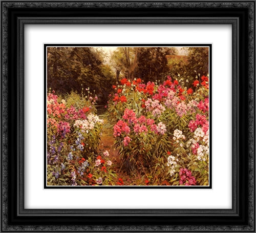 A Flower Garden 22x20 Black Ornate Wood Framed Art Print Poster with Double Matting by Knight, Louis Aston