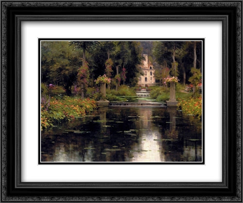 View Of A Chateaux 24x20 Black Ornate Wood Framed Art Print Poster with Double Matting by Knight, Louis Aston