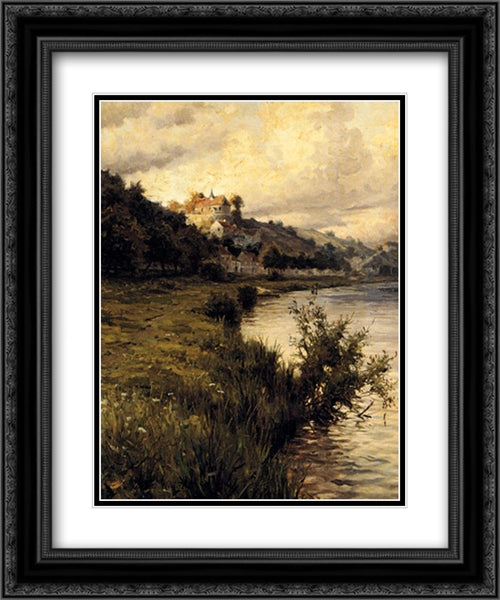 Hilltop Chateau 20x24 Black Ornate Wood Framed Art Print Poster with Double Matting by Knight, Louis Aston