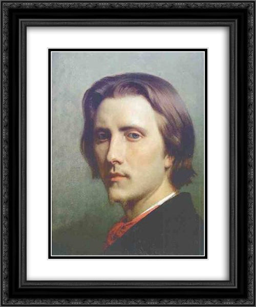 Portrait of a Man 20x24 Black Ornate Wood Framed Art Print Poster with Double Matting by Perrault, Leon Bazile