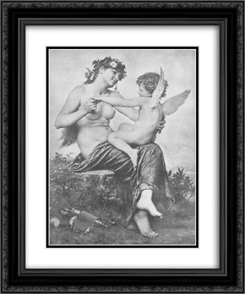 The Nymph's Revenge 20x24 Black Ornate Wood Framed Art Print Poster with Double Matting by Perrault, Leon Bazile