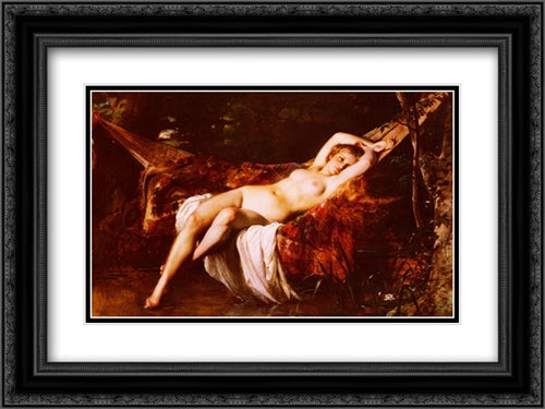 The Bather 24x18 Black Ornate Wood Framed Art Print Poster with Double Matting by Perrault, Leon Bazile