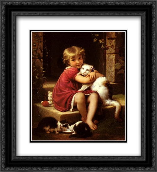 Son Favori 20x22 Black Ornate Wood Framed Art Print Poster with Double Matting by Perrault, Leon Bazile