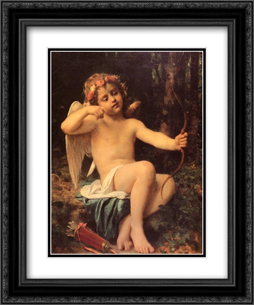 Cupid's Arrows 20x24 Black Ornate Wood Framed Art Print Poster with Double Matting by Perrault, Leon Bazile