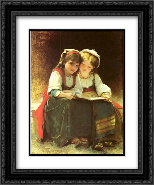 An Interesting Story 20x24 Black Ornate Wood Framed Art Print Poster with Double Matting by Perrault, Leon Bazile