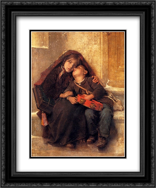 Out In The Cold 20x24 Black Ornate Wood Framed Art Print Poster with Double Matting by Perrault, Leon Bazile