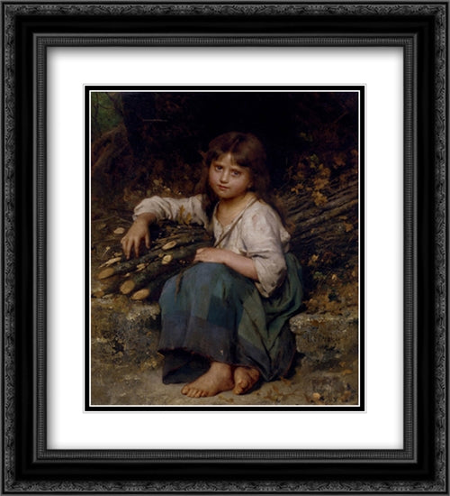 La Fille Du Bucheron 20x22 Black Ornate Wood Framed Art Print Poster with Double Matting by Perrault, Leon Bazile