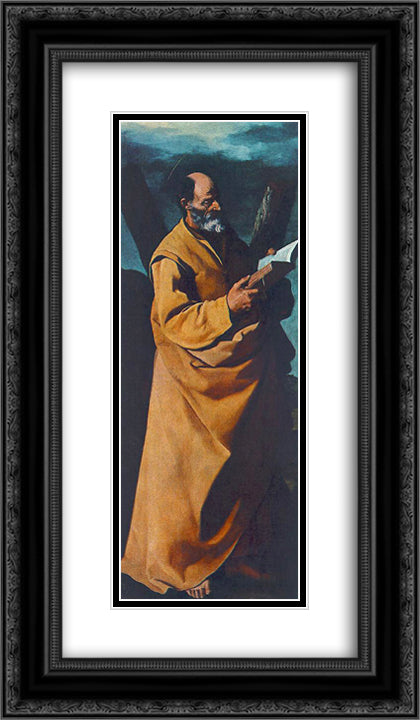 The Apostle, St Andrew 14x24 Black Ornate Wood Framed Art Print Poster with Double Matting by Zurbaran, Francisco de