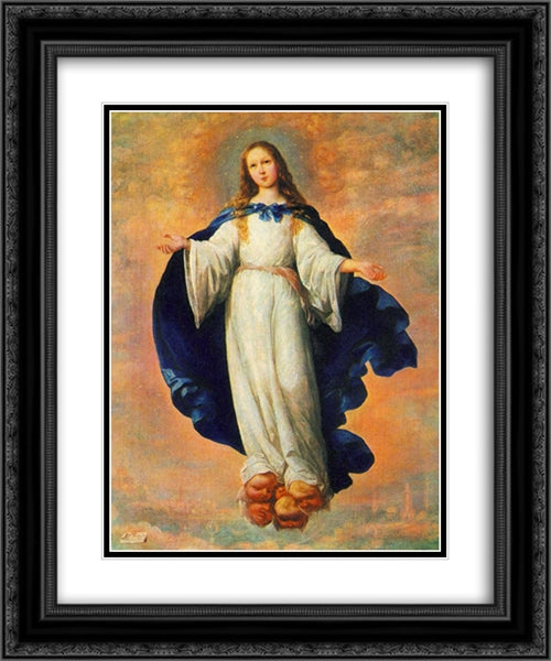 The Immaculate Conception 20x24 Black Ornate Wood Framed Art Print Poster with Double Matting by Zurbaran, Francisco de