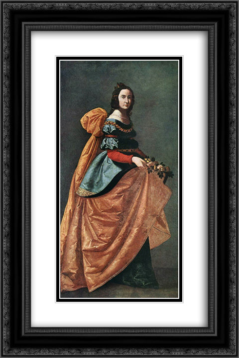 St Casilda of Burgos 16x24 Black Ornate Wood Framed Art Print Poster with Double Matting by Zurbaran, Francisco de