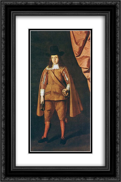 Portrait of the Duke of Medinaceli 16x24 Black Ornate Wood Framed Art Print Poster with Double Matting by Zurbaran, Francisco de