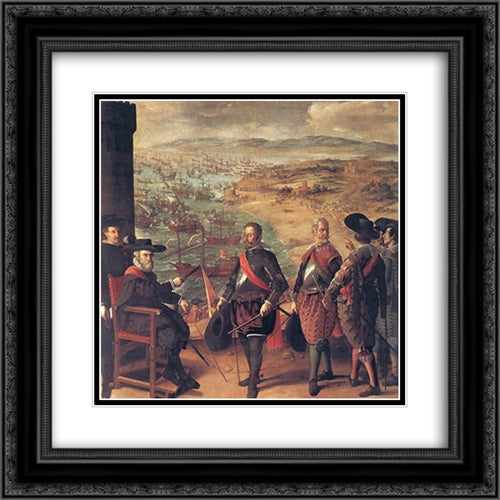 Defence of Cadiz against the English 20x20 Black Ornate Wood Framed Art Print Poster with Double Matting by Zurbaran, Francisco de