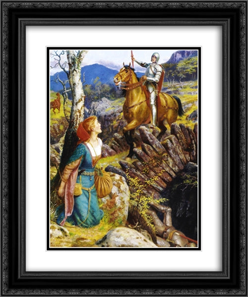 Overthrowing of the Rusty Knight 20x24 Black Ornate Wood Framed Art Print Poster with Double Matting by Hughes, Arthur