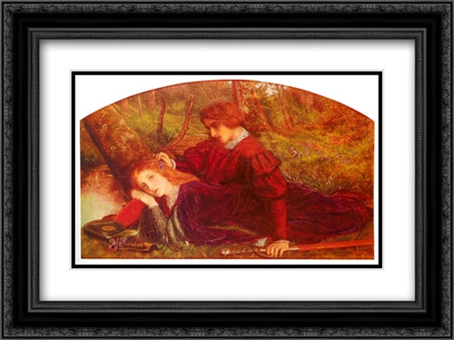 The Brave Geraint 24x18 Black Ornate Wood Framed Art Print Poster with Double Matting by Hughes, Arthur