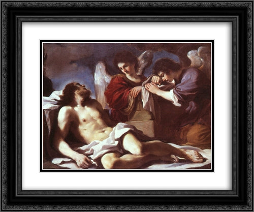 Angels Weeping over the Dead Christ 24x20 Black Ornate Wood Framed Art Print Poster with Double Matting by Guercino