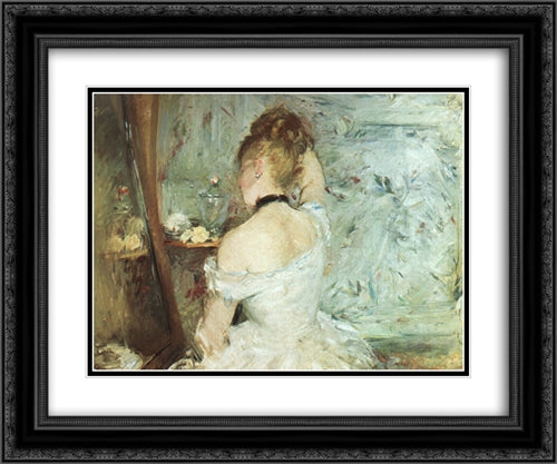 A Woman at her Toilette 24x20 Black Ornate Wood Framed Art Print Poster with Double Matting by Morisot, Berthe