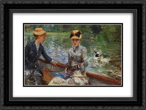 A Summer's Day 24x18 Black Ornate Wood Framed Art Print Poster with Double Matting by Morisot, Berthe