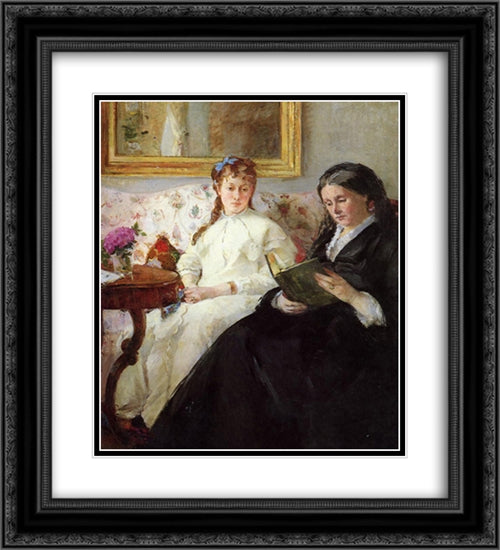 Mother and Sister of the Artist 20x22 Black Ornate Wood Framed Art Print Poster with Double Matting by Morisot, Berthe