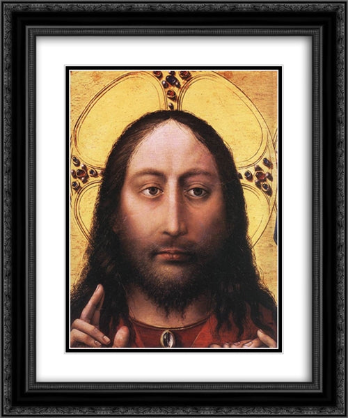 Blessing Christ and Praying Virgin (detail) 20x24 Black Ornate Wood Framed Art Print Poster with Double Matting by Campin, Robert