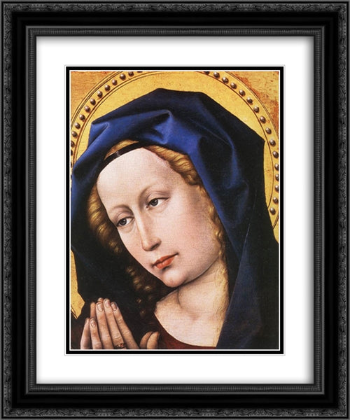 Blessing Christ and Praying Virgin (detail) 20x24 Black Ornate Wood Framed Art Print Poster with Double Matting by Campin, Robert