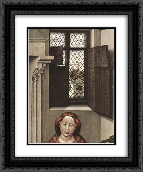Madonna with the Child (detail) 20x24 Black Ornate Wood Framed Art Print Poster with Double Matting by Campin, Robert
