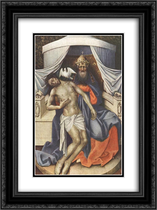 Holy Trinity 18x24 Black Ornate Wood Framed Art Print Poster with Double Matting by Campin, Robert