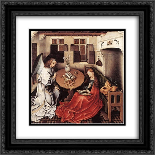 Annunciation 20x20 Black Ornate Wood Framed Art Print Poster with Double Matting by Campin, Robert