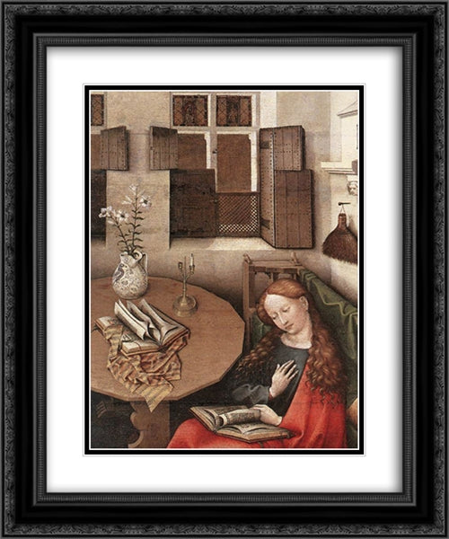 Annunciation (detail) 20x24 Black Ornate Wood Framed Art Print Poster with Double Matting by Campin, Robert