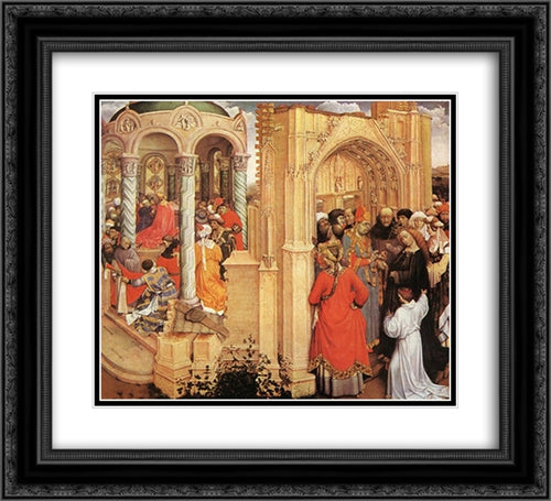 The Marriage of Mary 22x20 Black Ornate Wood Framed Art Print Poster with Double Matting by Campin, Robert