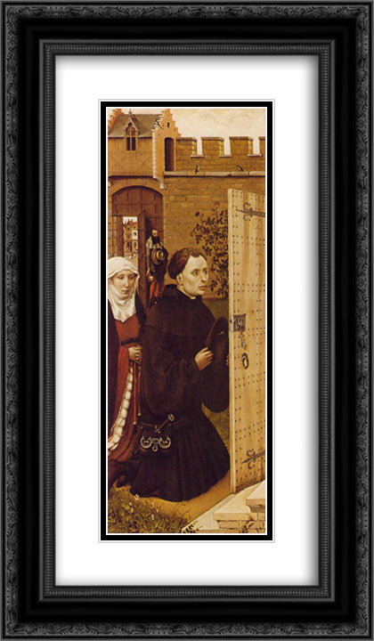 Merode Altarpiece (left wing) 14x24 Black Ornate Wood Framed Art Print Poster with Double Matting by Campin, Robert