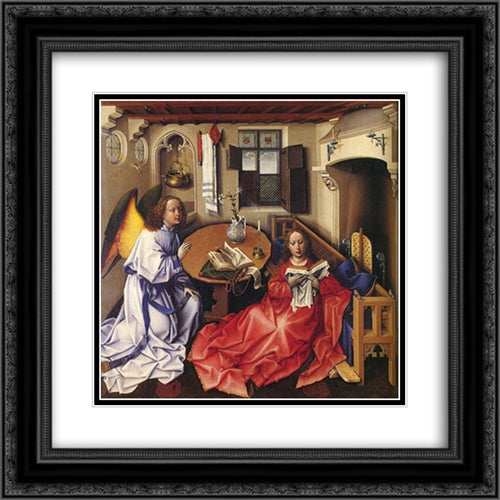 Merode Altarpiece (Nativity) 20x20 Black Ornate Wood Framed Art Print Poster with Double Matting by Campin, Robert