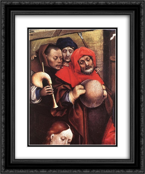 The Nativity (detail) 20x24 Black Ornate Wood Framed Art Print Poster with Double Matting by Campin, Robert