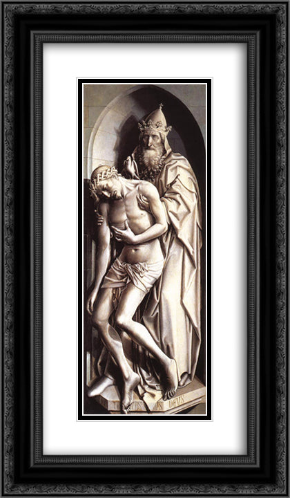 The Holy Trinity 14x24 Black Ornate Wood Framed Art Print Poster with Double Matting by Campin, Robert