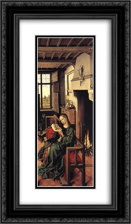 The Werl Altarpiece (right wing) 14x24 Black Ornate Wood Framed Art Print Poster with Double Matting by Campin, Robert