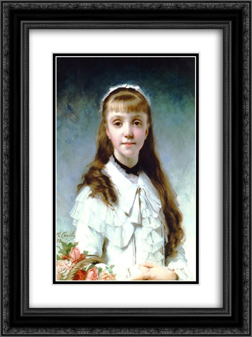 La Fille Du Peintre 18x24 Black Ornate Wood Framed Art Print Poster with Double Matting by Chaplin, Charles Joshua