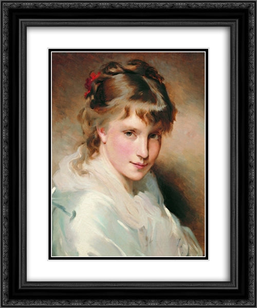 Portrait of an Unknown Beauty 20x24 Black Ornate Wood Framed Art Print Poster with Double Matting by Chaplin, Charles Joshua