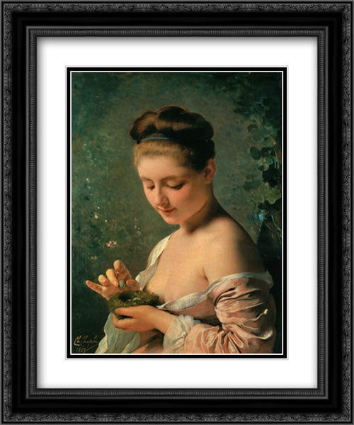 La ragazza col nido 20x24 Black Ornate Wood Framed Art Print Poster with Double Matting by Chaplin, Charles Joshua