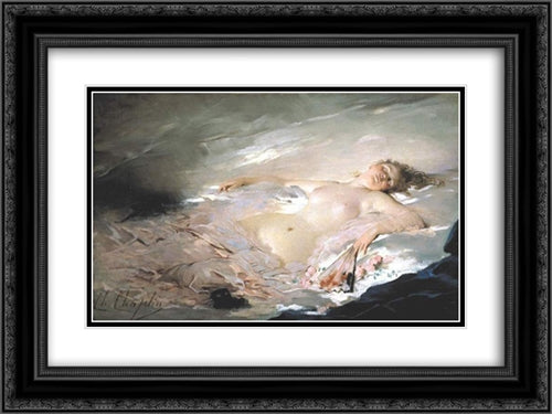 After the Masked Ball 24x18 Black Ornate Wood Framed Art Print Poster with Double Matting by Chaplin, Charles Joshua